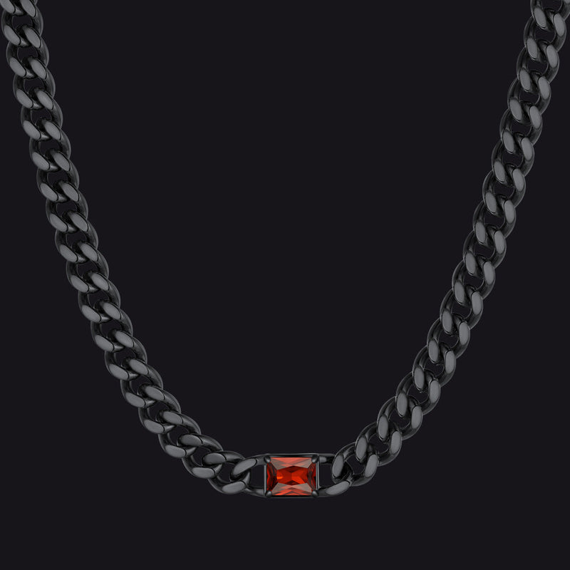 7mm Cuban Link Choker Necklace With Birthstone for