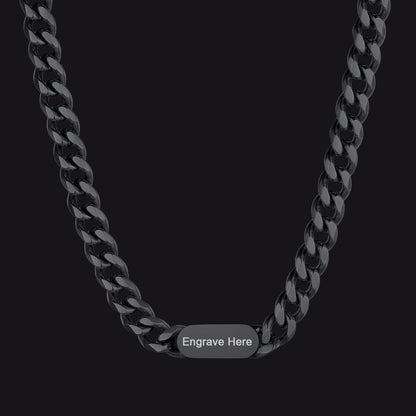 7mm Engraved Name Cuban Chain Choker Necklace for
