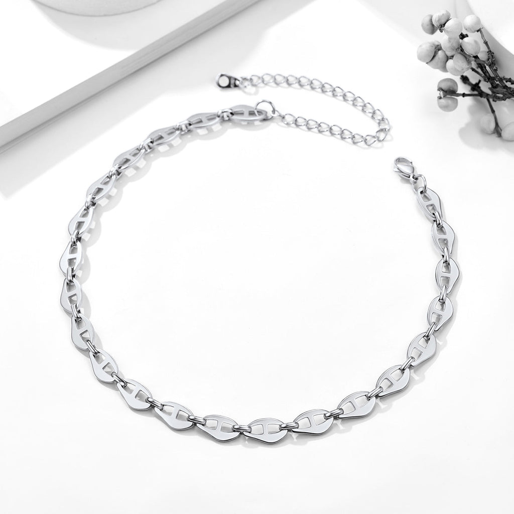 7.5mm Anchor Chain Link Choker Necklace for