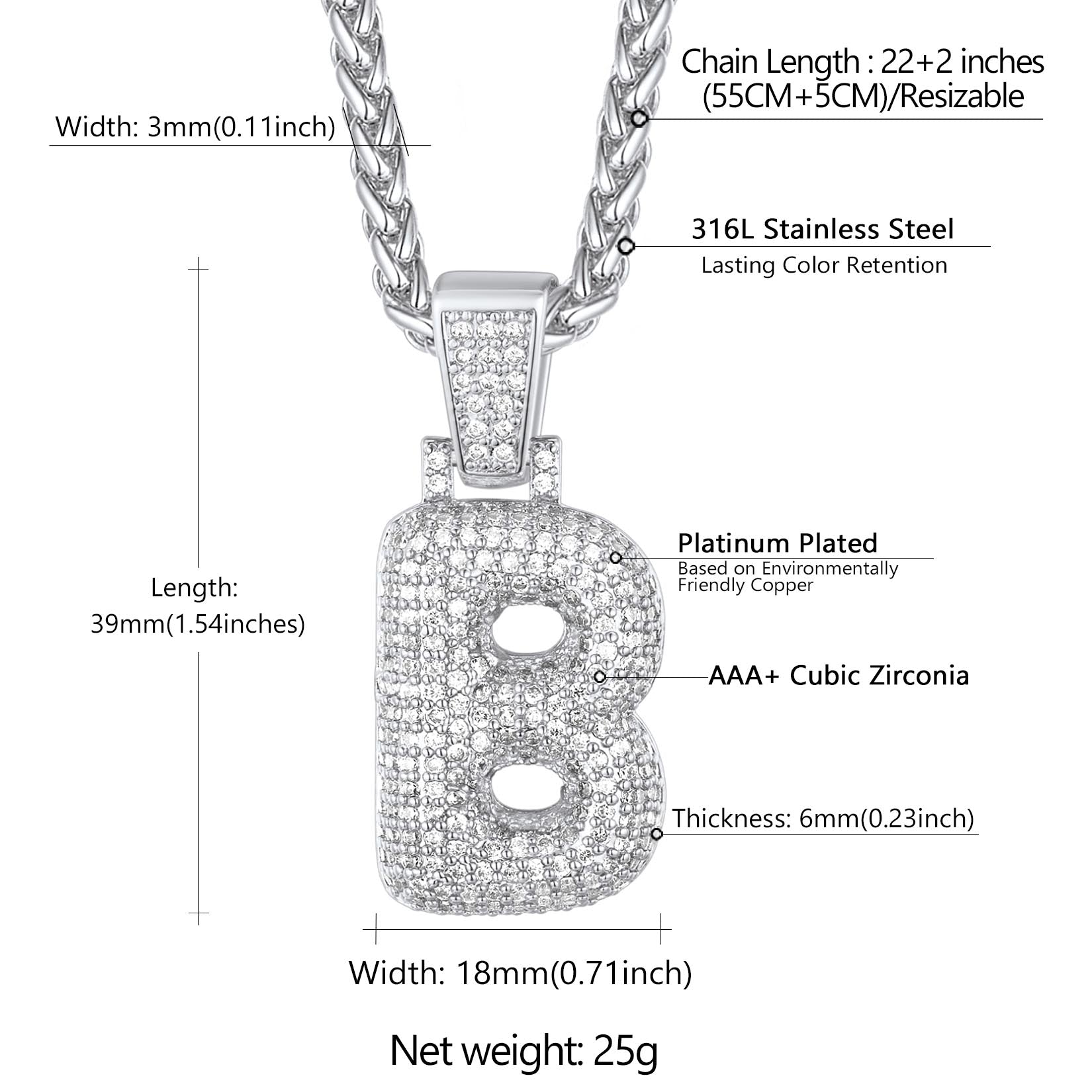 Diamond Bubble Letter Initial Necklace for