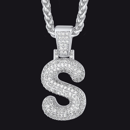 Diamond Bubble Letter Initial Necklace for
