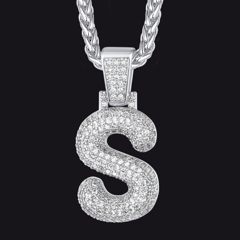 Diamond Bubble Letter Initial Necklace for