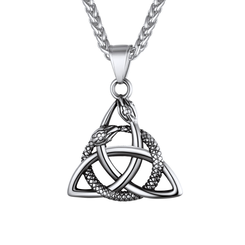 Ouroboros Celtic Knot Snake Pendant Necklace