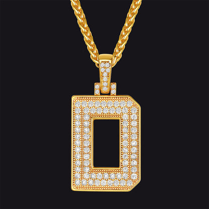 Gold Number Initial Chain Necklace With Cubic Zirconia for