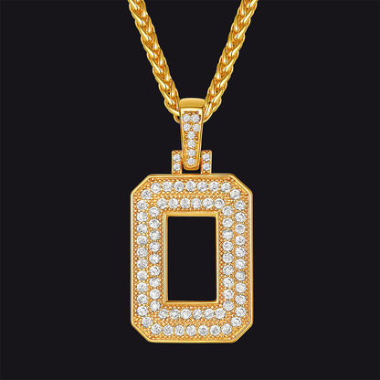 Gold Number Initial Chain Necklace With Cubic Zirconia for