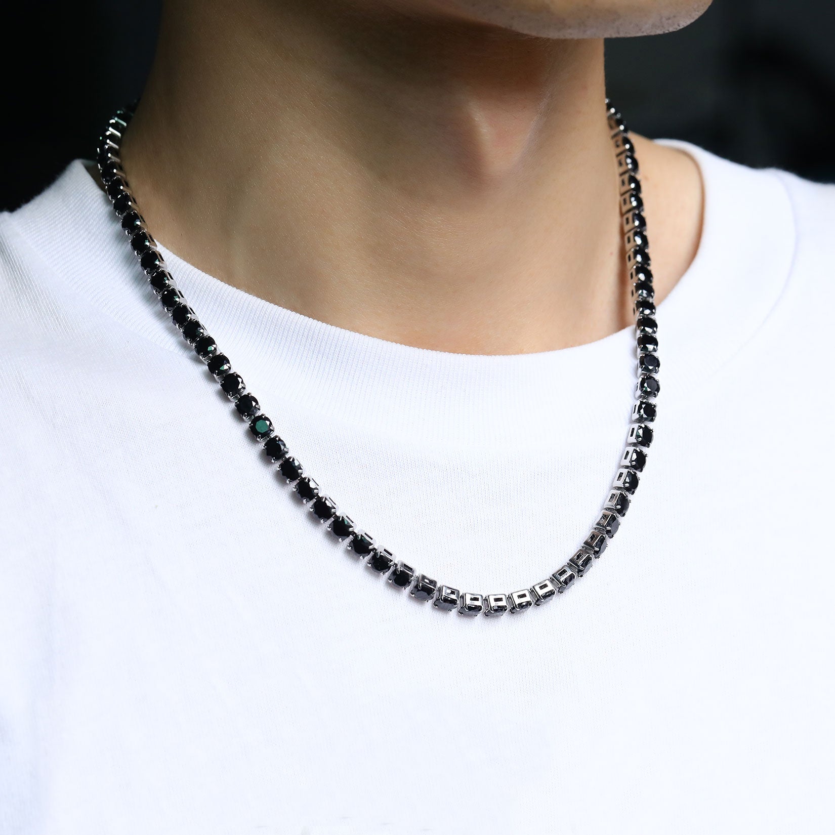 Cz Diamond Cut Tennis Chain Necklace for