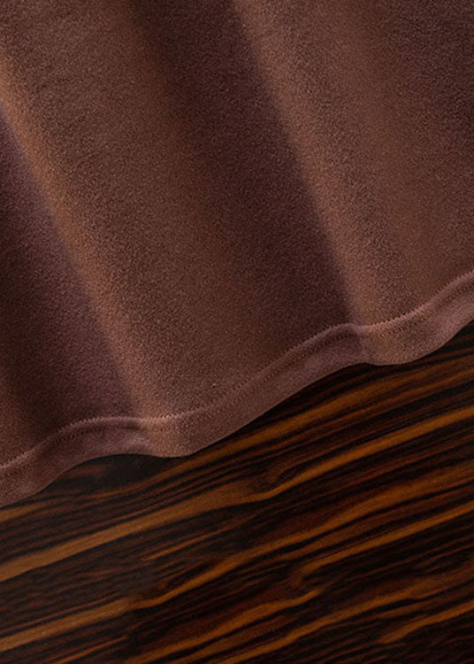 Coffee Drawstring Pockets Patchwork Cotton a Iine Skirts Fall