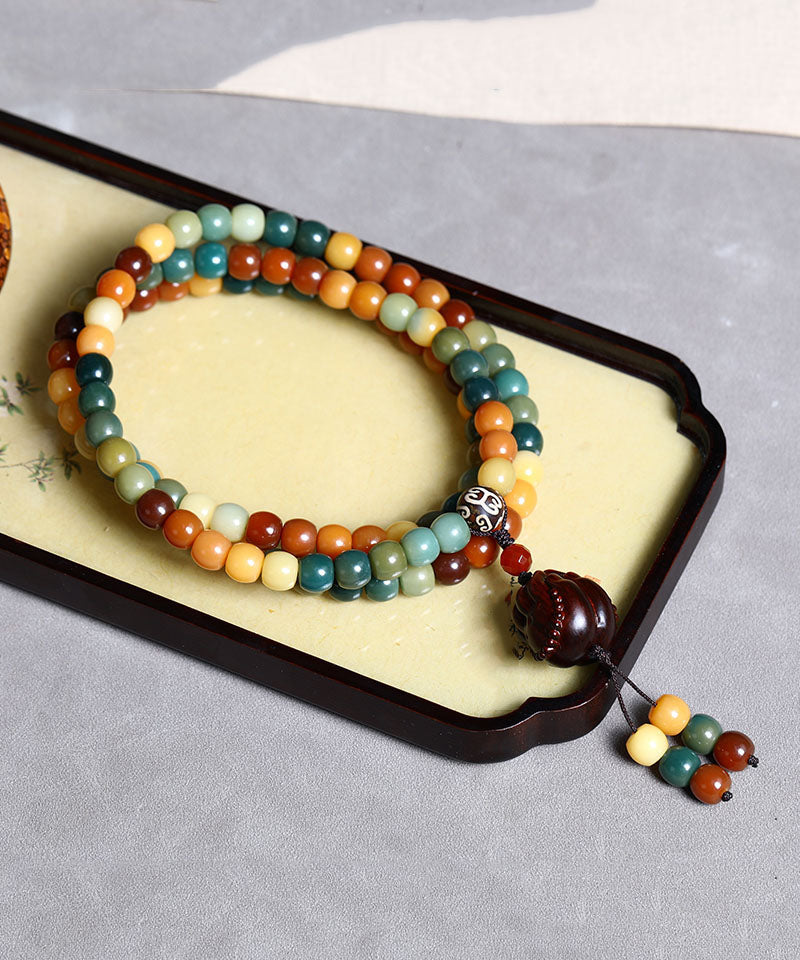 Colorblock Bodhi Red Sandalwood Buddha Bead Lariat Necklace