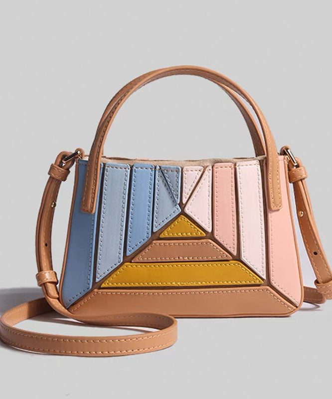 Colorblock Striped Drawstring Faux Leather Versatile Crossbody Bag