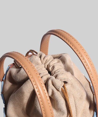 Colorblock Striped Drawstring Faux Leather Versatile Crossbody Bag