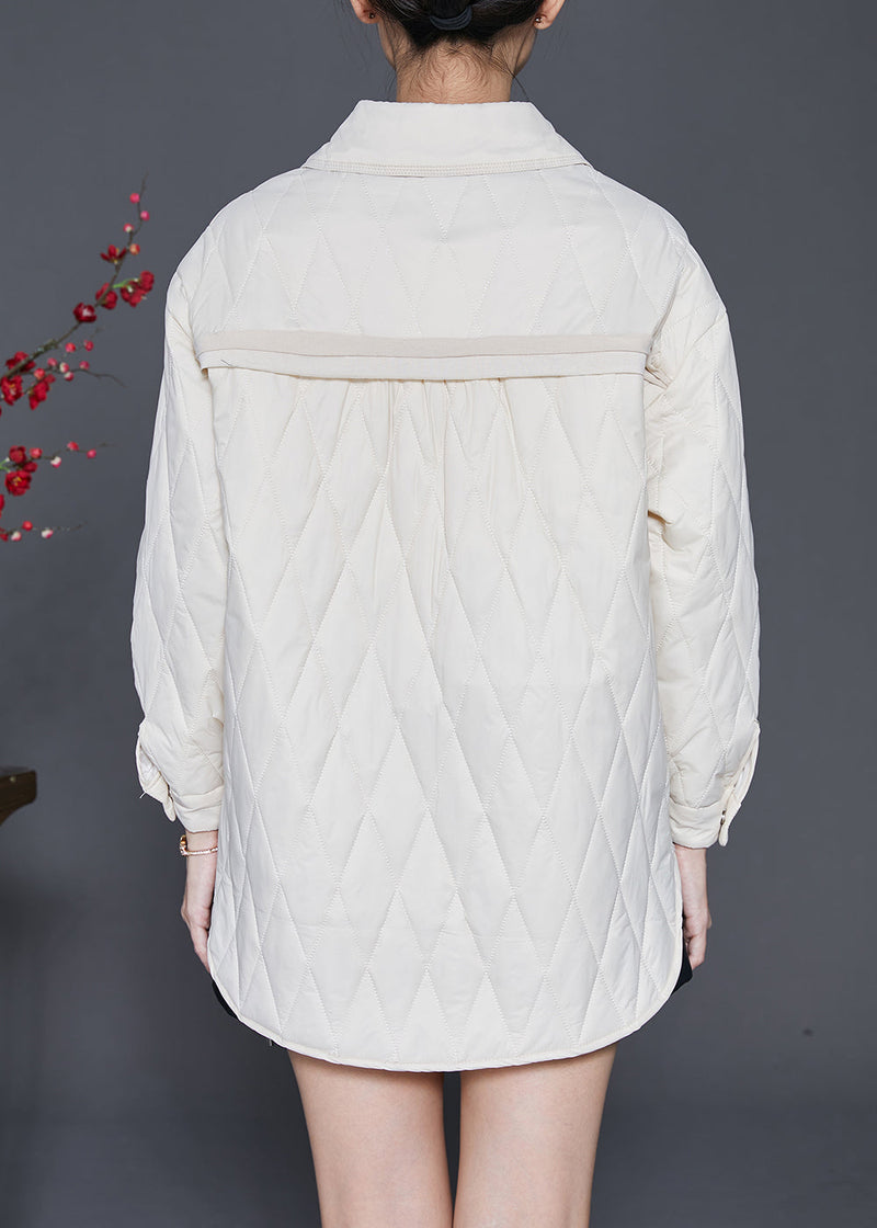 White Oversized Drawstring Duck Down Puffer Jacket Winter