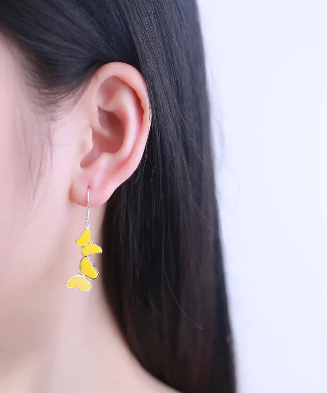 Sterling Silver Beeswax Butterfly Drop Earrings