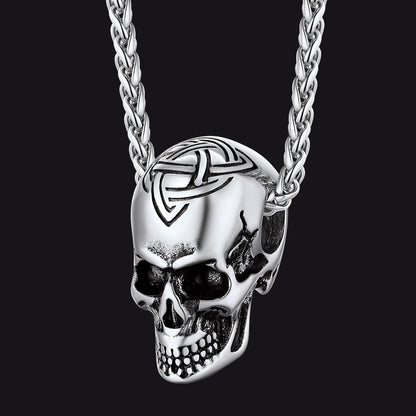 Gothic Celtic Skull Pendant Necklace for