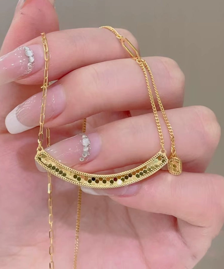 Gold Sterling Silver Overgild Fish Scale Smile Locket Necklace
