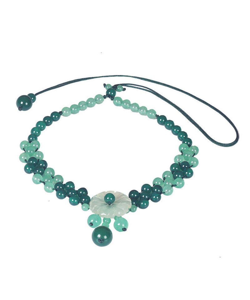 Green Jade Agate Coloured Glaze Pendant Necklace