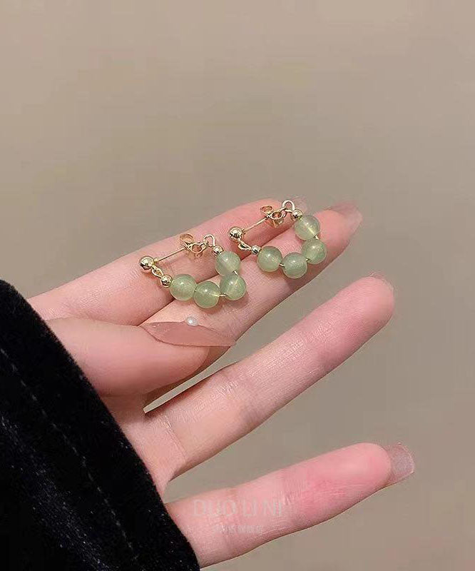 Green Overgile Crystal Hoop Earrings Tw1048