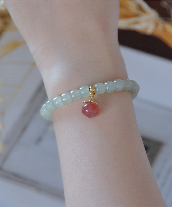Little Green Stainless Steel Jade Agate Charm Bracelet