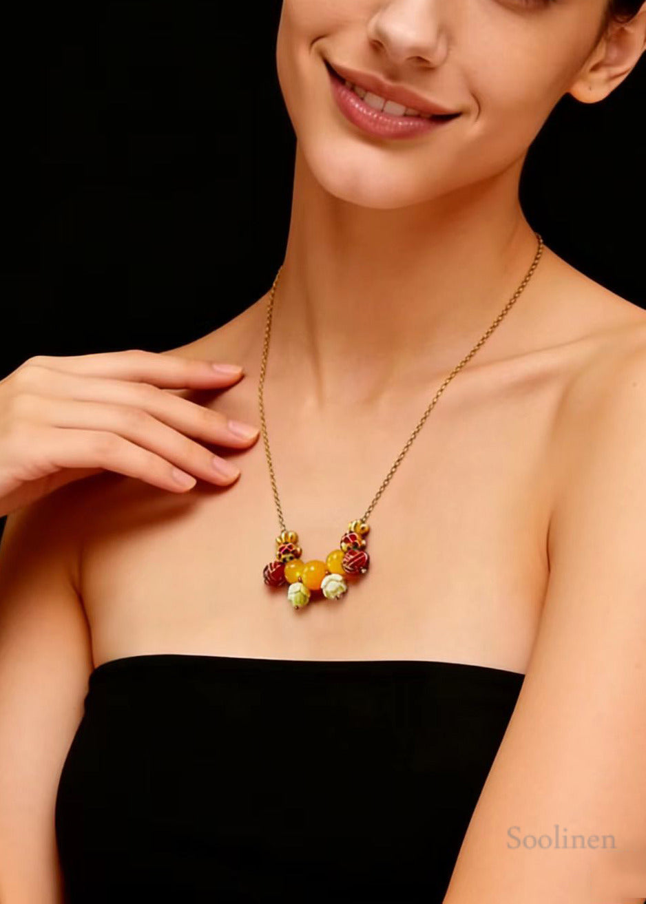 Lotus Bead Goldfish Beeswax Pendant Necklace