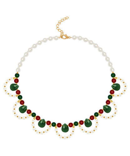 Multicolor Copper Alloy Pearl Beading Pendant Necklace