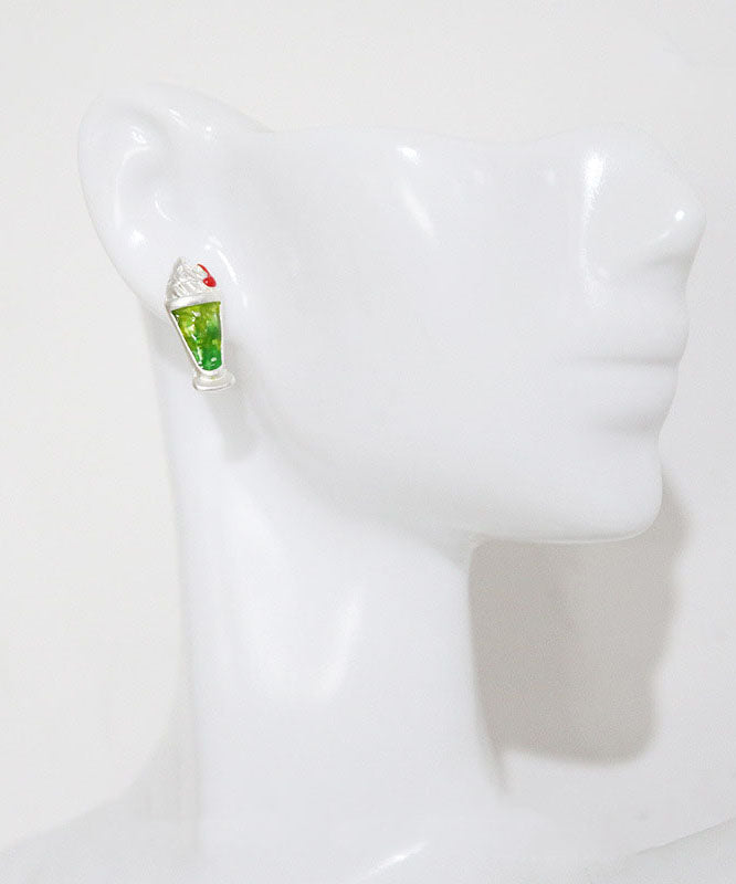 Multicolour Asymmetrical Design Ice Cream and Sundae Metal Silver Stud Earrings
