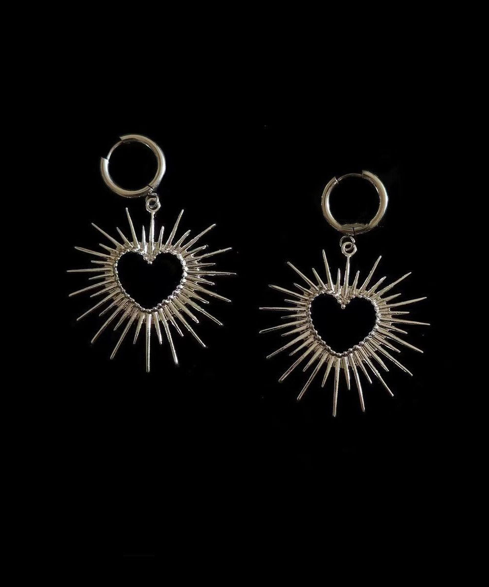 Silk Alloy Hollow Out Love Hoop Earrings