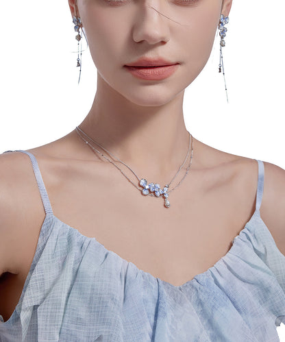 Silk Copper Alloy Zircon Pendant Necklace