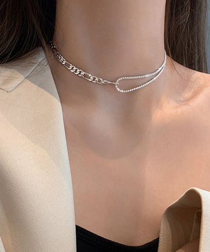 Silk Sterling Silver Inlaid Zircon Necklace
