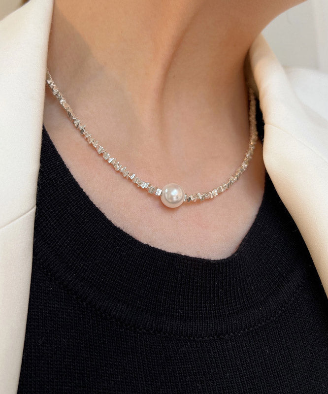 Silk Sterling Silver Pearl Necklace