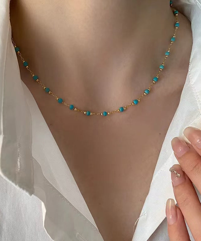 Turquoise Stringing Beads Paitings Adjustable Copper Necklace