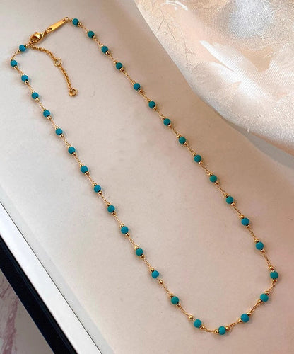Turquoise Stringing Beads Paitings Adjustable Copper Necklace