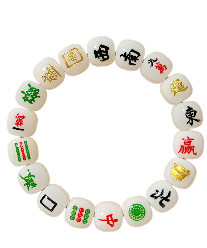 Alloy Mahjong Chain Buddhist Bead White Bracelet