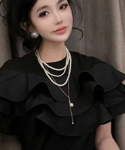 White Pearl Patchwork Beading Tassel Pendant Necklace Ii009