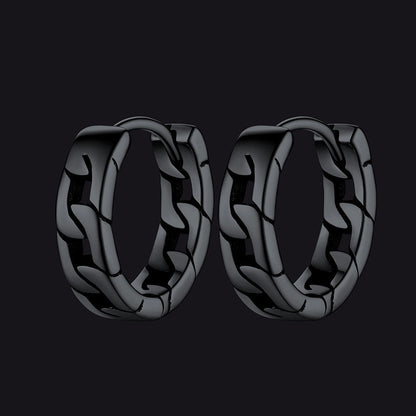Chunky Cuban Chain Huggie Hoop Earrings for