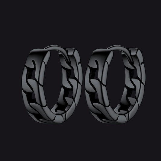 Chunky Cuban Chain Huggie Hoop Earrings for