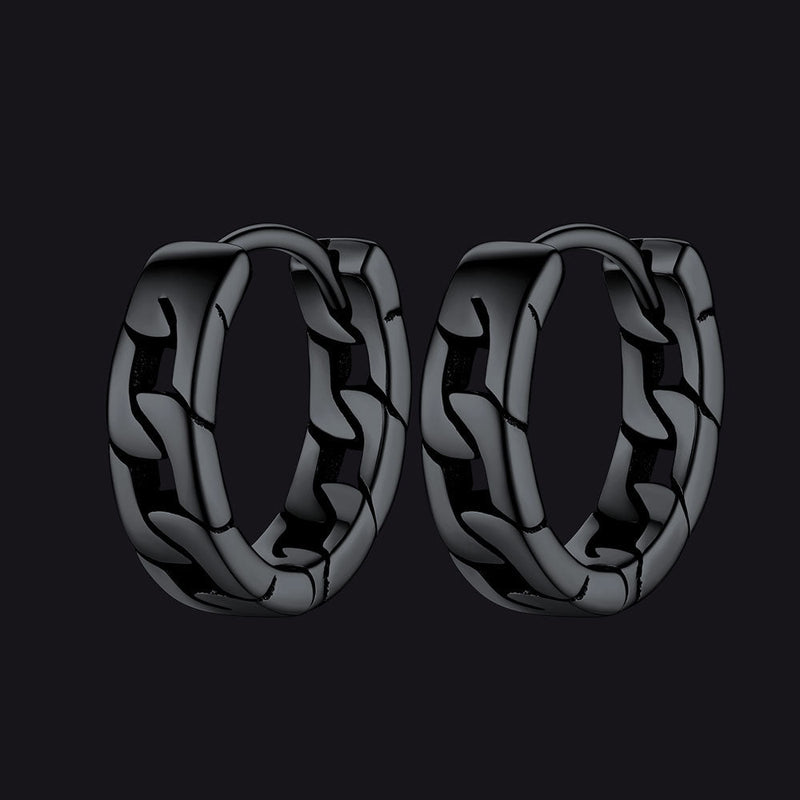 Chunky Cuban Chain Huggie Hoop Earrings for