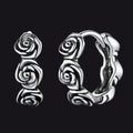 Flash Sterling Silver Chunky Rose Hoop Huggie Earrings for