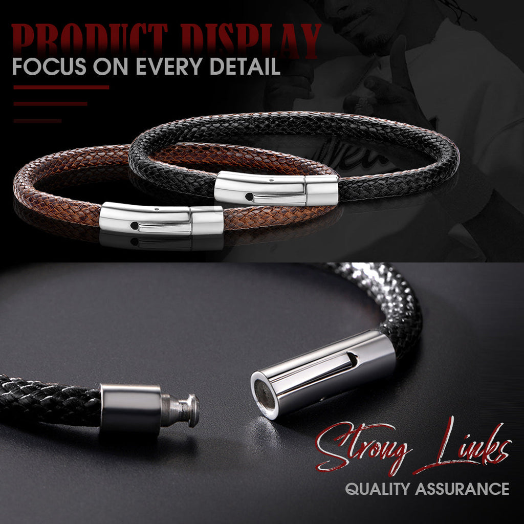 Clasp Braided Genuine Leather Bracelet for