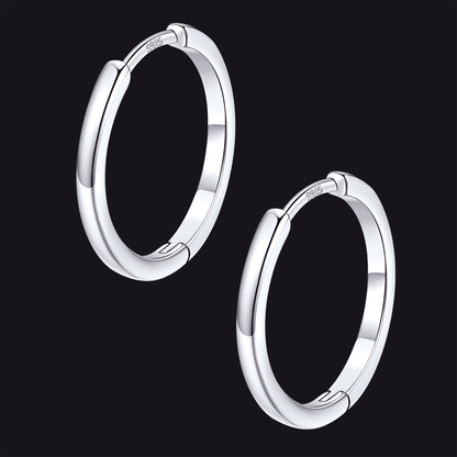 Classic Sterling Silver Huggie Hoop Earrings for
