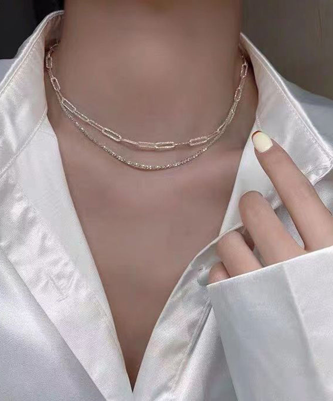 Classy Champagne Sterling Silver Two Piece Set Necklace Po016
