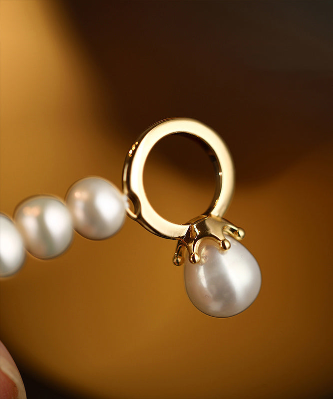 Classy White Sterling Silver Alloy Pearl Beading Pendant Necklace Wf021