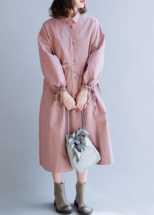 Classy Pink Clothes for Drawstring Lapel Fall Coats