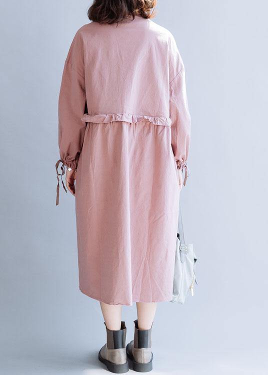 Classy Pink Clothes for Drawstring Lapel Fall Coats