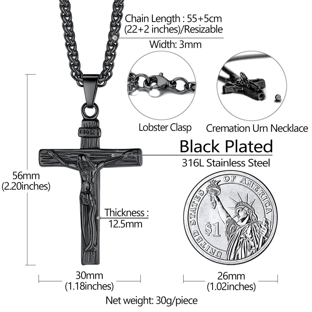 Christian Crucifix Cross Urn Necklace for Ashes Memorial Gift