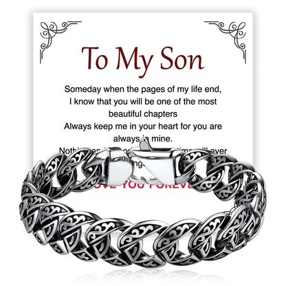 Stainless Steel Celtic Chunky Cuban Link Chain Bracelet for