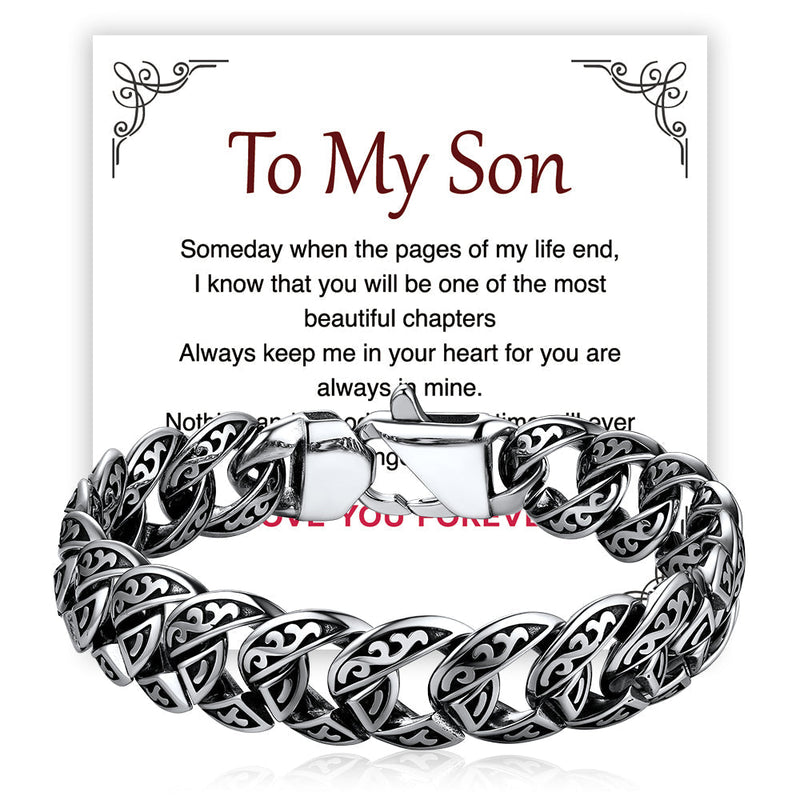 Stainless Steel Celtic Chunky Cuban Link Chain Bracelet for