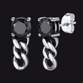 Black Cubic Zirconia Chain Link Dangle Stud Earrings for