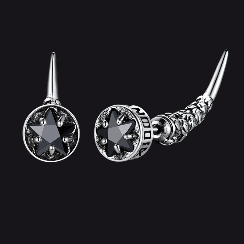 Viking Rune Fang Stud Earrings for ��� Nordic Star Cz Earrings