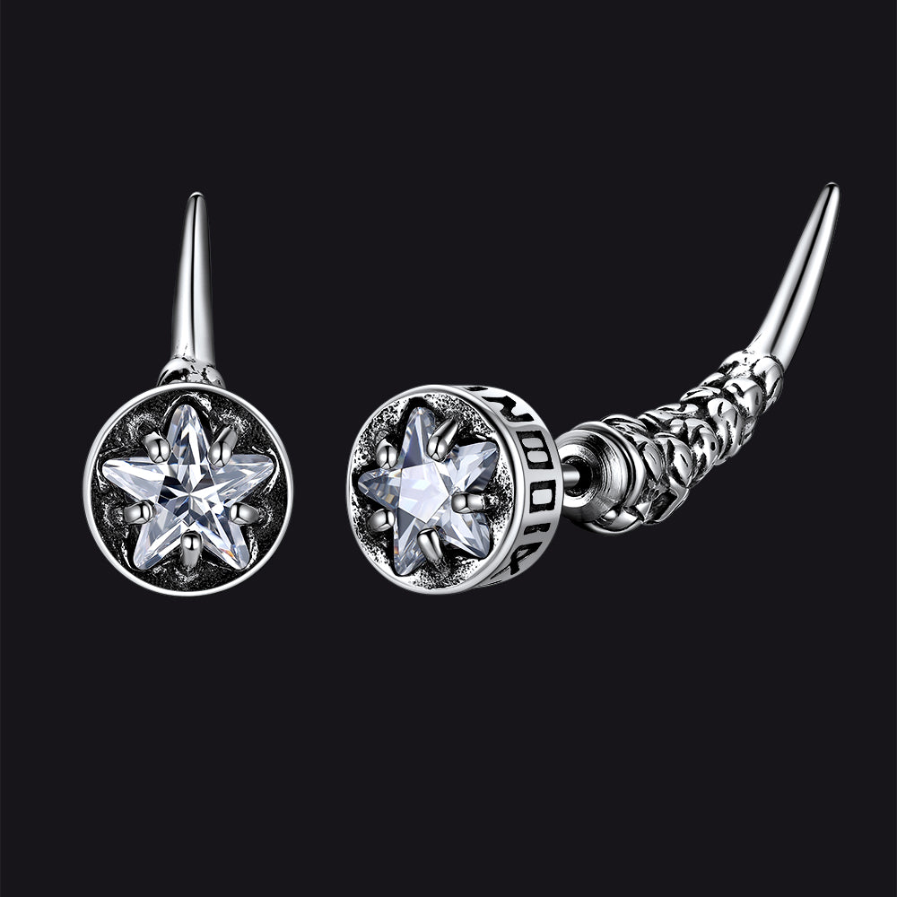 Viking Rune Fang Stud Earrings for ��� Nordic Star Cz Earrings
