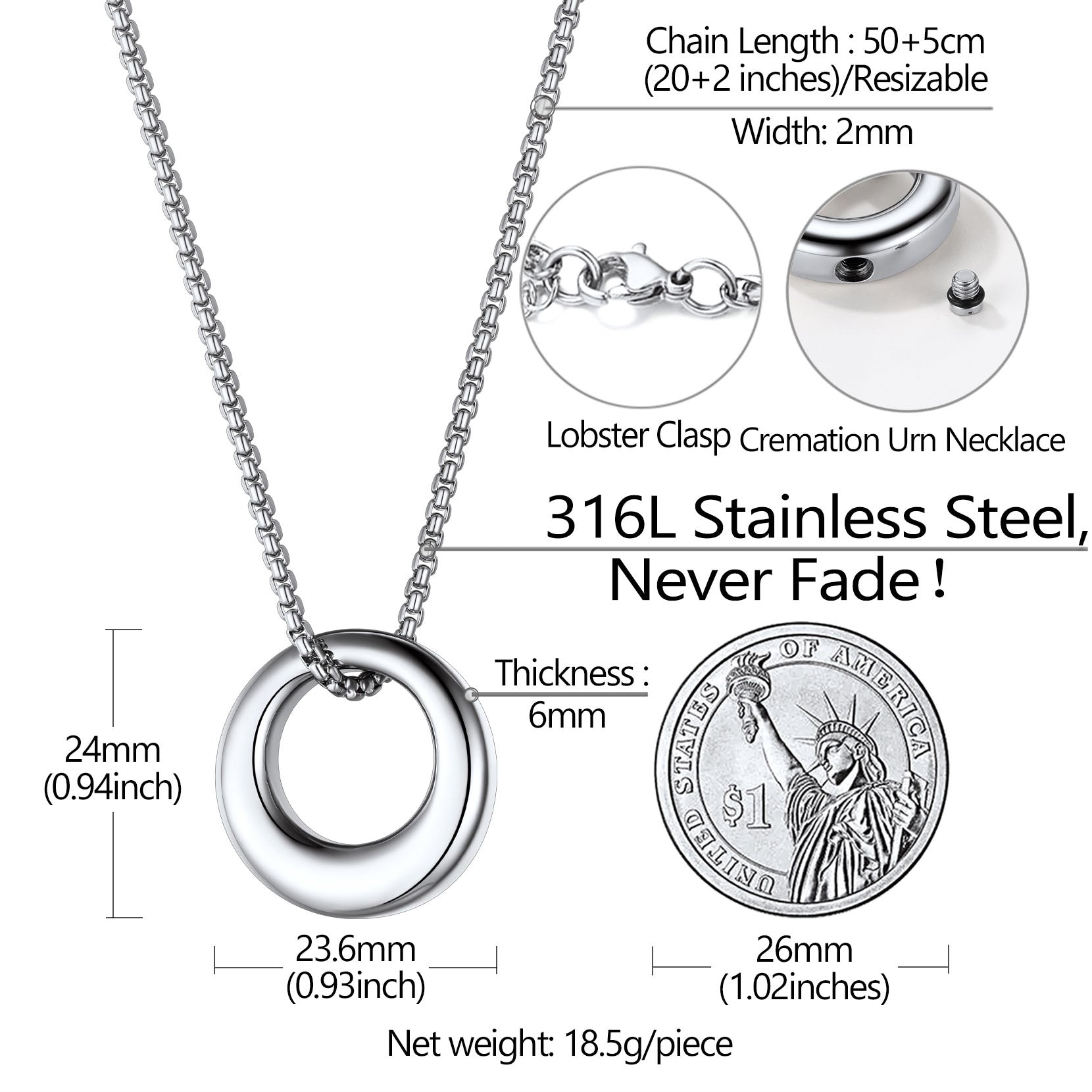 Custom Circle of Life Urn Ashes Necklace Cremation Jewelry