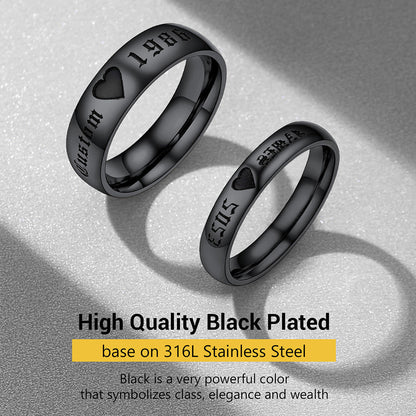Custom Engraved Matching Promise Rings Set Gift for Couple
